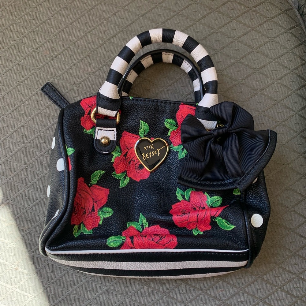 Betsey Johnson Roses Mini Barrel Handbag